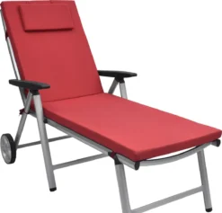 Beautissu Loft RL Coussin Transat 200 X 60 X 5 Cm - Kussen Transat Chaise De Jardin Coussins Rouge