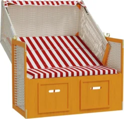 La Dolce Vita - Chaise De Plage à Baldaquin Poly Rotin Et Bois Massif Rouge Et Blanc -Jardin Meubles Magasin 1200x1152 5