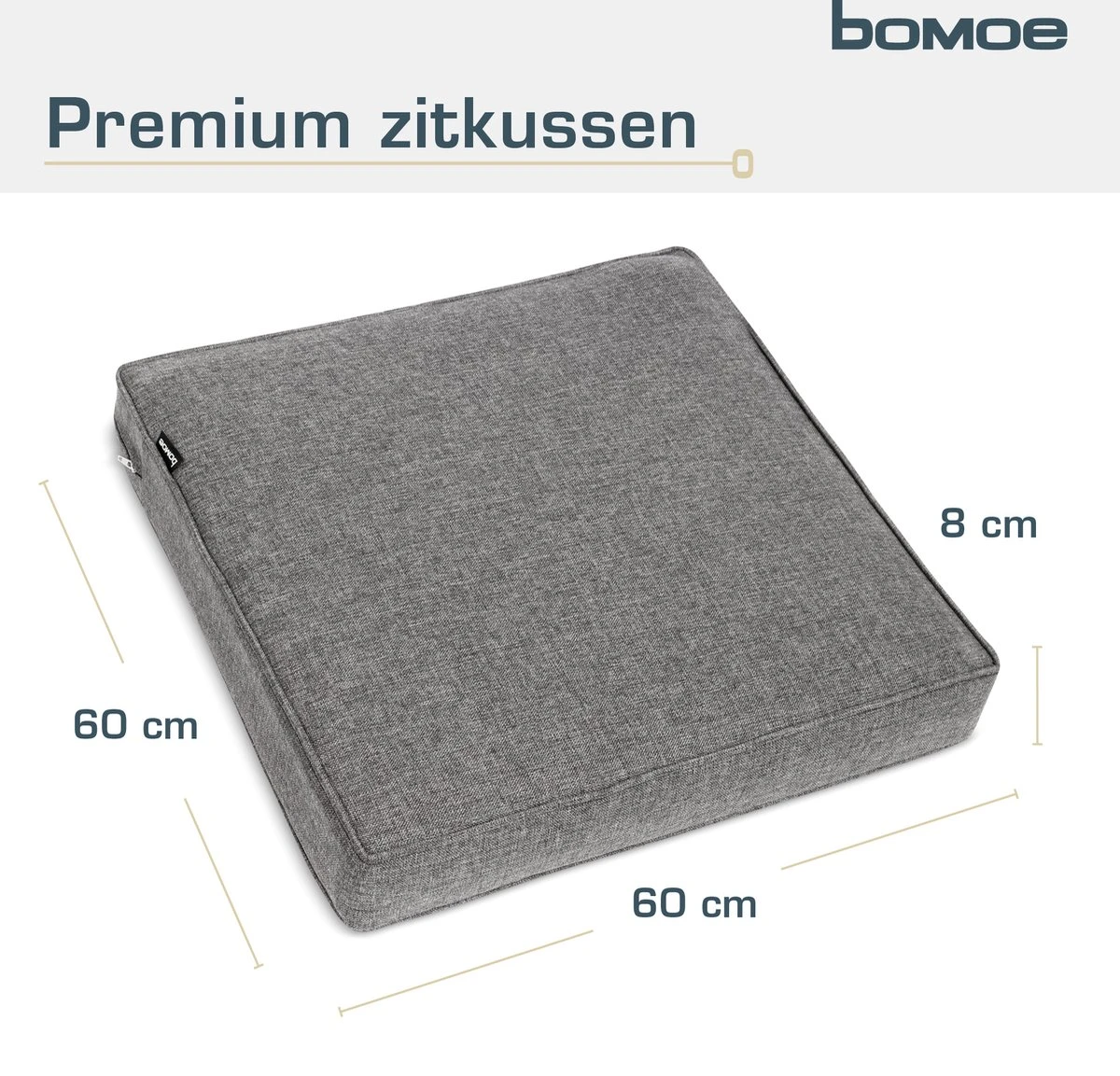 Bomoe Ilano - Coussin D'assise Lounge Plein Air 60x60cm - Coussin De Jardin épaisseur 8cm, Lavable & Protection UV - Gris Clair 4 Bomoe Ilano - Coussin D'assise Lounge Plein Air 60x60cm - Coussin De Jardin épaisseur 8cm, Lavable & Protection UV - Gris Clair – Image 4