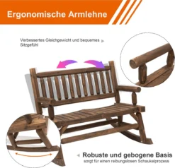 Outsunny Chaise à Bascule Avec Accoudoirs Chaise De Jardin Chaise à Bascule Bois Massif Brun Foncé 84A-133 -Jardin Meubles Magasin 1200x1154