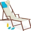 Relaxdays Chaise De Plage Bois - Repose-pieds - Chaise Relax - Chaise De Jardin - Chaise Longue Réglable Anthracite