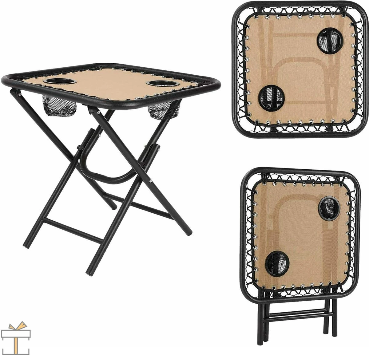 Happyment Chaises De Plage Pliables 2 Pièces - Chaises De Jardin Avec Table - Bain De Soleil - Réglable De 0° à 160° - Beige 4 Happyment Chaises De Plage Pliables 2 Pièces - Chaises De Jardin Avec Table - Bain De Soleil - Réglable De 0° à 160° - Beige – Image 4