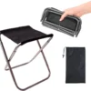 Tabouret Pliable D'extérieur, Tabouret Pliable En Alliage D'aluminium, Mini Tabouret Pliable Portable, Ultra Léger, Avec Sac De Rangement, Pour La Pêche, Le Camping, Le Barbecue, Les Voyages (Zwart Et Argent)
