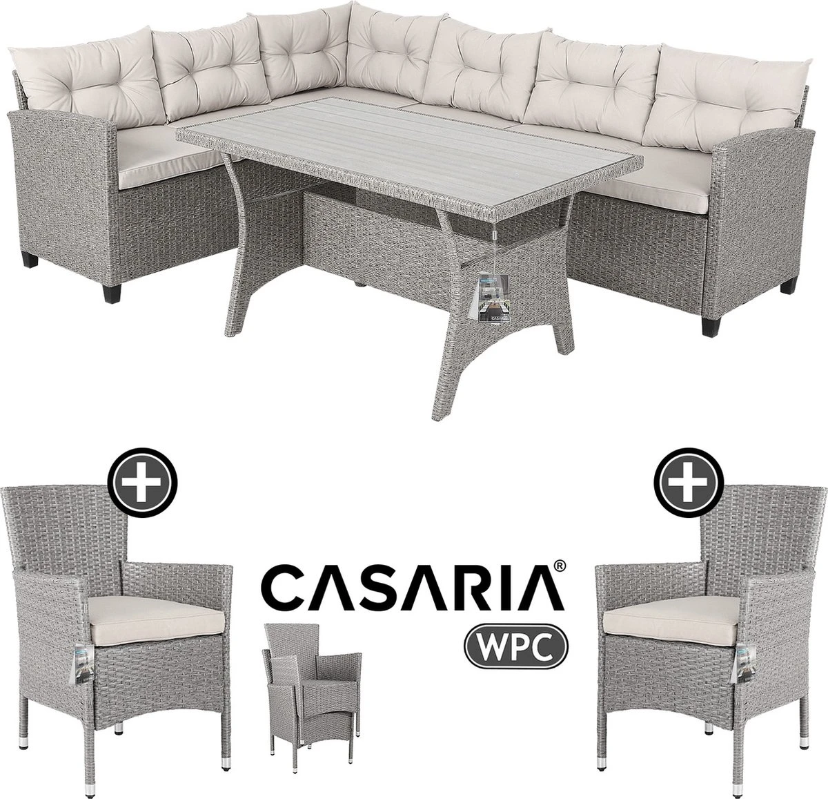 Salon D'angle En Casaria Casaria - Canapé D'angle Et 2 Chaises De Jardin De Jardin - Beige 2 Salon D'angle En Casaria Casaria - Canapé D'angle Et 2 Chaises De Jardin De Jardin - Beige – Image 2