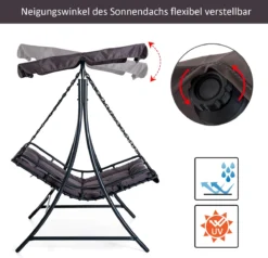 Outsunny Swing Transat Avec Toit Hollywood Swing Transat Pour L'extérieur Pour 2 Personnes Gris Acier 84A-072GY -Jardin Meubles Magasin 1200x1158 1