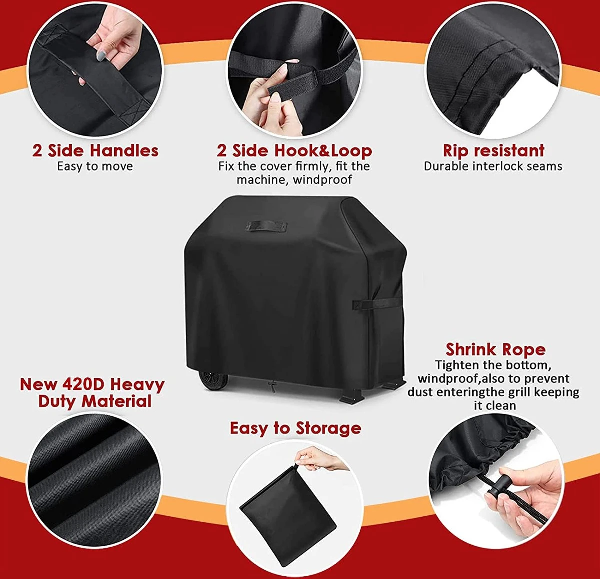 Housse De Barbecue étanche 420D Oxford , Pour Weber, Brinkmann, Char Broil, 183 X 66 X 130 Cm 3 Housse De Barbecue étanche 420D Oxford , Pour Weber, Brinkmann, Char Broil, 183 X 66 X 130 Cm – Image 3