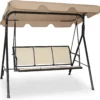 Cadeau FÊTE DES PÈRES - Cadeaux Papa - Canapé Balançoire 3 Personnes, Cadre En Acier Avec Auvent Réglable En Angle En Polyester, Canapé Balançoire Résistant Aux Intempéries, Convient Pour Terrasse, Jardin, Piscine, Balcon (Be