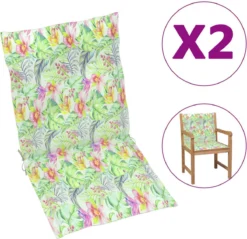 Decoways - Coussins Pour Chaise De Coussins De Chaise De Jardin 2 Pièces 100x50x4 Cm Motif Feuille
