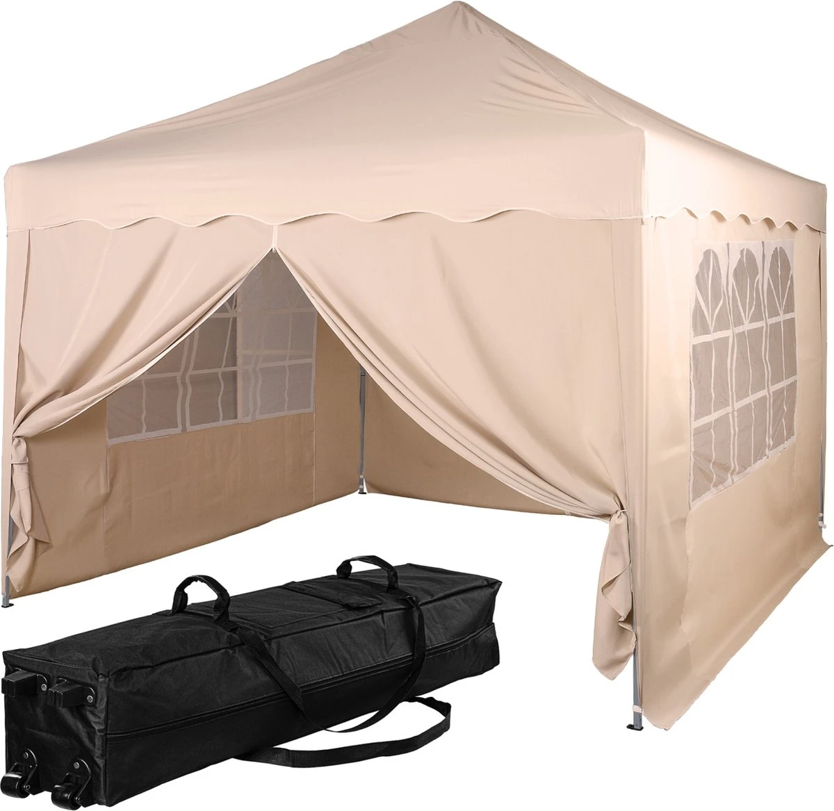 Tente De Réception Easy Up - Tente De Fête - Pavillon - Tente De Fête Pliable - Tente De Fête 3x3 - Tente De Fête Avec Parois Latérales - Chariot Inclus - Étanche - Protection UV 50+ - Avec Fenêtres - 17,5 Kg - Acier - Champagne - 300 X 300 Cm 1 Tente De Réception Easy Up - Tente De Fête - Pavillon - Tente De Fête Pliable - Tente De Fête 3x3 - Tente De Fête Avec Parois Latérales - Chariot Inclus - Étanche - Protection UV 50+ - Avec Fenêtres - 17,5 Kg - Acier - Champagne - 300 X 300 Cm