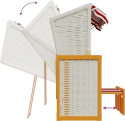 La Dolce Vita - Chaise De Plage à Baldaquin Poly Rotin Et Bois Massif Rouge Et Blanc -Jardin Meubles Magasin 1200x1168