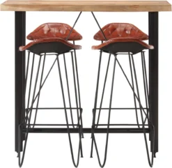 Prolenta Premium - Ensemble De Bar 5 Pièces En Bois De Sesham Massif Et Cuir Véritable -Jardin Meubles Magasin 1200x1169 4