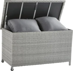 NATERIAL - Boîte De Jardin DAVOS - Boîte De Rangement Extérieur - Boîte à Coussin Poly Rotin - 420 L - Poignées - Boîte à Roulettes - Plastique Rotin - Aluminium -Jardin Meubles Magasin 1200x1169 8