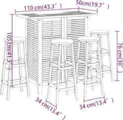 Ensemble De Bar De Jardin Premium - Ensemble De Bar De Jardin 5 Pièces En Bois D'acacia Massif -Jardin Meubles Magasin 1200x1172 6