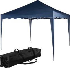 Tente De Réception Easy Up - Tente De Réception - Pavillon - Tente De Réception Pliable - Tente De Réception 3x3 - Chariot Inclus - Étanche - Protection UV 50+ - 15 Kg - Acier - Blauw - 300 X 300 Cm