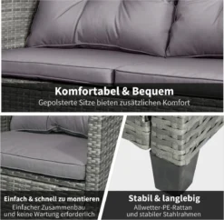 Outsunny Ensemble De Sièges En Rotin Poly 4 Pièces Ensemble De Salon De Jardin Salon En Métal 860-117 -Jardin Meubles Magasin 1200x1174 3