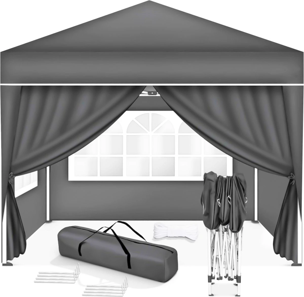 Coazy | Tente De Réception étanche 3x3 Mètres Pliable Avec 4 Parois Latérales | Pavillon Avec 4 Panneaux Latéraux | Facile à Monter | Tente Pop-up Avec Piquets, Corde Et Pieds Antidérapants 1 Coazy | Tente De Réception étanche 3x3 Mètres Pliable Avec 4 Parois Latérales | Pavillon Avec 4 Panneaux Latéraux | Facile à Monter | Tente Pop-up Avec Piquets, Corde Et Pieds Antidérapants