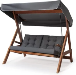 Aida Paris 2000 - Banc Balançoire - Anthracite - 188cm Réglable - Bois Massief De Haute Qualité - Forfait De Montage Et D'entretien Inclus - Housse De Protection De Haute Qualité Incluse -Jardin Meubles Magasin 1200x1176 4