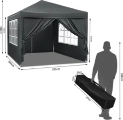 Tente De Jardin Pliable - Tente De Fête - Auvent Intégré Et Résistant Aux UV Pour La Protection Solaire - Abri Pare-soleil - Comprend Un Sac De Transport - Camping - Pavillon - Abri De Jardin