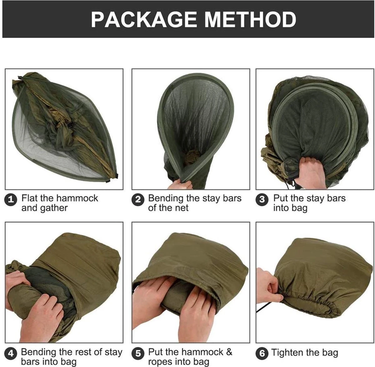 Hamac De Camping Avec Moustiquaire, 1/2 Personne Hamac De Voyage Outdoor En Nylon Léger Hamac Portable Pour Camping Randonnée Sac à Dos, Voyage, Plage (USA290*140cm/vert Foncé) 10 Hamac De Camping Avec Moustiquaire, 1/2 Personne Hamac De Voyage Outdoor En Nylon Léger Hamac Portable Pour Camping Randonnée Sac à Dos, Voyage, Plage (USA290*140cm/vert Foncé) – Image 10