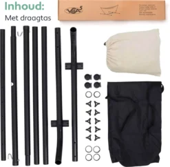 Hamac Avec Support 2 Personnes / 205 Kg - Longueur Du Cadre Réglable 290-330 Cm - Tapis De Surface 241 * 160 Cm - Avec Sac De Transport (Beige) -Jardin Meubles Magasin 1200x1177