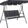 Banc De Balançoire Springos | Fiona-Swing | 3 Places | Imperméable à L'eau | Auvent Réglable | 150 X 170 X 109 Cm | Noir