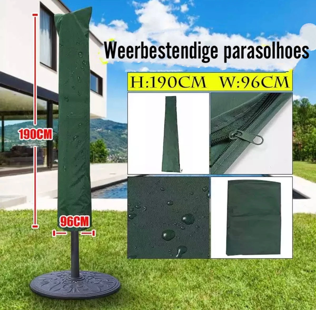 Housse Parasol Résistant Aux Intempéries Easy Life - Housse De Protection Parasol - Avec Fermeture Éclair - 190 X 96 - Vert Armée 5 Housse Parasol Résistant Aux Intempéries Easy Life - Housse De Protection Parasol - Avec Fermeture Éclair - 190 X 96 - Vert Armée – Image 5