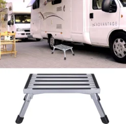 HDM 47 X 30 X 23 Cm Aluminium 1 Niveau Capacité De Charge 150 Kg Pour Cuisine, Salle De Bain, Camping Et Plus Tabouret Pliant Avec Tapis Antidérapant -Jardin Meubles Magasin 1200x1179 5