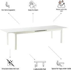 NATERIAL - Table De Jardin Extensible ODYSSEA - Table Extensible Pour 8 à 10 Personnes - 256/320x100cm - Table à Manger - Avec Plateau En Verre - Aluminium - Blanc 11 NATERIAL - Table De Jardin Extensible ODYSSEA - Table Extensible Pour 8 à 10 Personnes - 256/320x100cm - Table à Manger - Avec Plateau En Verre - Aluminium - Blanc -Jardin Meubles Magasin 1200x1181 5