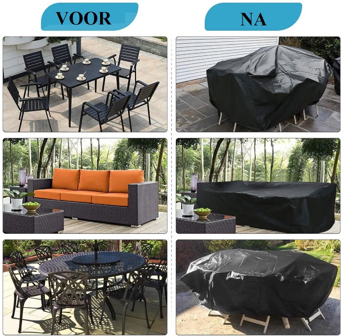Housse De Protection Pour Ensemble De Jardin - Table Avec 8 Chaises - 308 X 138 X 89 Cm - VERT 6 Housse De Protection Pour Ensemble De Jardin - Table Avec 8 Chaises - 308 X 138 X 89 Cm - VERT – Image 6