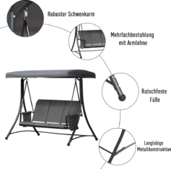 Chaise Berçante De Jardin Outsunny Hollywood Swing 3 Places Avec étagère De Toit Ouvrant Gris Aluminium 84A-110 -Jardin Meubles Magasin 1200x1183 1