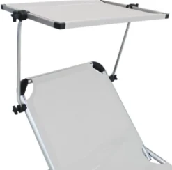 GENERIC - Set De 2 Bains De Soleil AZUR - 2 X Bains De Soleil De Jardin Avec Dossier Réglable 5 Positions - Bains De Soleil Pliants - Bain De Soleil Avec Taud De Soleil - L188xL61xH30 Cm - Aluminium - Textilène - Wit -Jardin Meubles Magasin 1200x1183 3