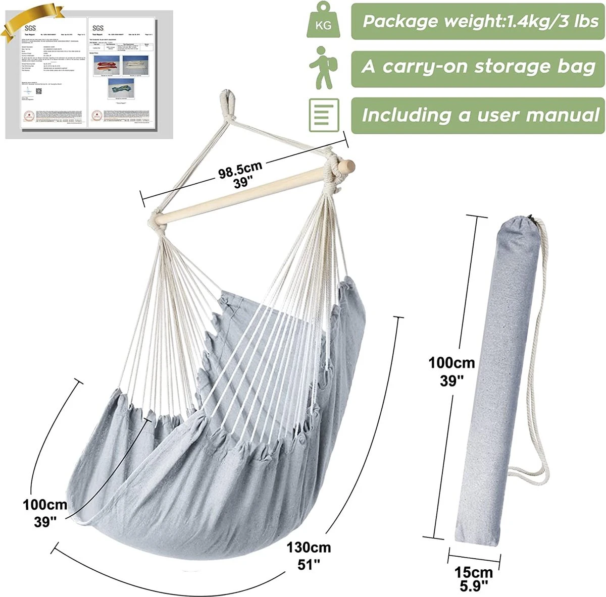 Chaise Hamac Grande Chaise Hamac Relax Chaise Berçante à Suspendre Tissu En Katoen Pour Un Comfort Et Une Durabilité Supérieurs Perfect Pour Intérieur/extérieur Maison Chambre Patio Terrasse Cour Jardin Détente 2 Chaise Hamac Grande Chaise Hamac Relax Chaise Berçante à Suspendre Tissu En Katoen Pour Un Comfort Et Une Durabilité Supérieurs Perfect Pour Intérieur/extérieur Maison Chambre Patio Terrasse Cour Jardin Détente – Image 2