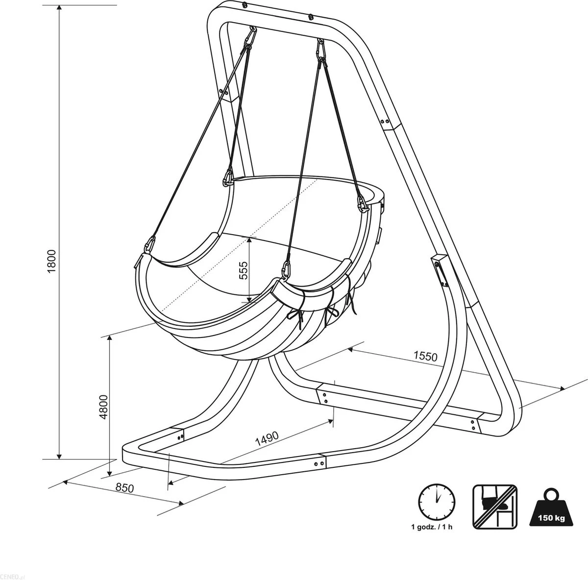 AXI Capri Chaise Suspendue Sur Pied En Bois - Fauteuil / Siège Suspendu Suspendu Avec Support Pour Le Jardin - Balançoire En Marron Pour L'extérieur Pour 1 Personne - Chargement Jusqu'à 150 Kg 5 AXI Capri Chaise Suspendue Sur Pied En Bois - Fauteuil / Siège Suspendu Suspendu Avec Support Pour Le Jardin - Balançoire En Marron Pour L'extérieur Pour 1 Personne - Chargement Jusqu'à 150 Kg – Image 5