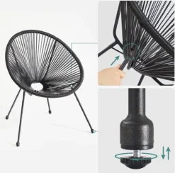 Cozy Living Mobilier De Balcon - Salon De Jardin - Mobilier De Terrasse - Set De 3 - Dessus De Table En Verre - 2 Chaises - Zwart 15 Cozy Living Mobilier De Balcon - Salon De Jardin - Mobilier De Terrasse - Set De 3 - Dessus De Table En Verre - 2 Chaises - Zwart -Jardin Meubles Magasin 1200x1184 6