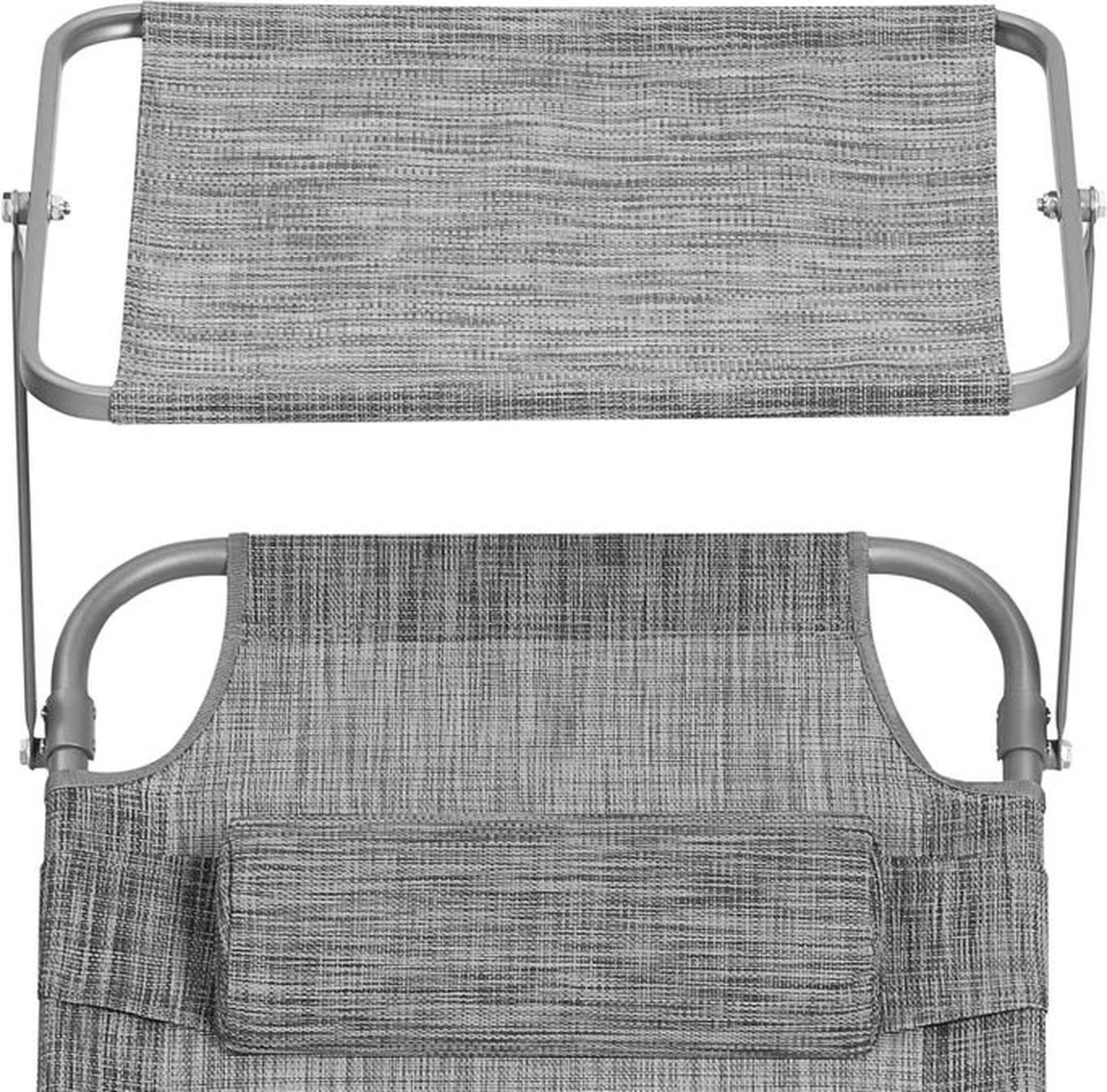 IN.HOMEXL Chaises De Jardin Pliables Lenox - Chaises De Jardin Chaises Longues - Oreiller Et Toit Ouvrant - Dossier Réglable - Métal - 150 Kg Chargeable - Grijs 6 IN.HOMEXL Chaises De Jardin Pliables Lenox - Chaises De Jardin Chaises Longues - Oreiller Et Toit Ouvrant - Dossier Réglable - Métal - 150 Kg Chargeable - Grijs – Image 6