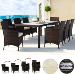 Deuba Ensemble De Jardin En Polyrotin 8x Chaise De Jardin Coussins Empilables Table De Jardin 190x90cm Marron -Jardin Meubles Magasin 1200x1186 7