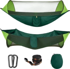 Hamac Avec Moustiquaire, Hamac Outdoor 2 En 1 Pour 2 Personnes, Hamac En Nylon De Parachute Portable Ultra-léger Avec Capacité De Poids De 200 Kg Pour Camping En Outdoor - Vert