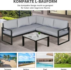 Outsunny De Jardin 3 Pièces Ensemble De Jardin En Aluminium Groupe De Sièges Avec Coussins De Table Basse Gris 84B-609 16 Outsunny De Jardin 3 Pièces Ensemble De Jardin En Aluminium Groupe De Sièges Avec Coussins De Table Basse Gris 84B-609 -Jardin Meubles Magasin 1200x1187 5