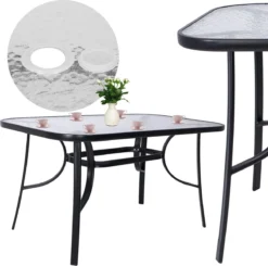 Table De Jardin Springos | Table D'extérieur | Table à Manger D'extérieur | Métal | Verre Trempé | 120 X 70 X 73 Cm | Noir -Jardin Meubles Magasin 1200x1188 12