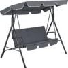 Balancelle De Jardin 3 Places Balançoire Avec Auvent Réglable Amovible Pour Terrasse Charge Maximale 270 Kg Housse Imperméable Polyester Structure Acier 172x112x152 Cm Gris Foncé
