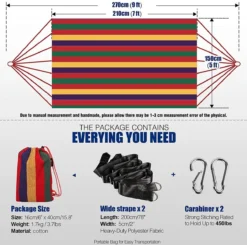 Hamac Plein Air En Coton Multiple 210 X 150 Cm, Capacité De Charge Jusqu'à 200 Kg Portable Avec Sac De Transport Pour Patio Garden Vert Clair -Jardin Meubles Magasin 1200x1190