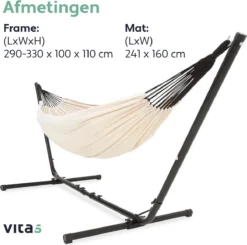 Hamac Avec Support 2 Personnes / 205 Kg - Longueur Du Cadre Réglable 290-330 Cm - Tapis De Surface 241 * 160 Cm - Avec Sac De Transport (Beige) -Jardin Meubles Magasin 1200x1190 3