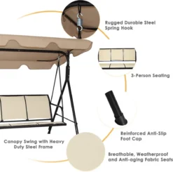 Cadeau FÊTE DES PÈRES - Cadeaux Papa - Canapé Balançoire 3 Personnes, Cadre En Acier Avec Auvent Réglable En Angle En Polyester, Canapé Balançoire Résistant Aux Intempéries, Convient Pour Terrasse, Jardin, Piscine, Balcon (Be 15 Cadeau FÊTE DES PÈRES - Cadeaux Papa - Canapé Balançoire 3 Personnes, Cadre En Acier Avec Auvent Réglable En Angle En Polyester, Canapé Balançoire Résistant Aux Intempéries, Convient Pour Terrasse, Jardin, Piscine, Balcon (Be -Jardin Meubles Magasin 1200x1191 1