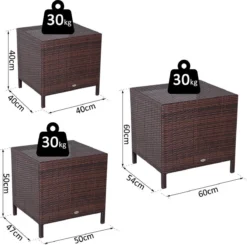 Table D'appoint De Jardin En Polyrattan Lot De 3 - Set De Table De Jardin - Table De Jardin - Table De Balcon - Set De 3 - Polyrattan - Marron -Jardin Meubles Magasin 1200x1191 4