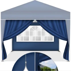 Coazy | Parois Latérales Blauw Pour Tente De Fête Séparées 4x | Zijwand Pour Pavillon 3x3 Ou 3x6 | Gazebo 3x3m - Tente De Jardin - Tente De Réception