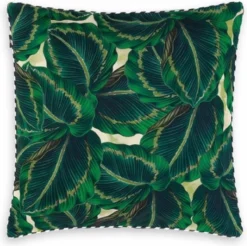 Coussin - Coussin D'extérieur - Design Jungle Exotique Avec Joli Liseré Vert/blanc - Christian Lacroix - Groot - 75x75cm Garni - Eyecatcher