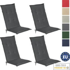 Beautissu Loft HL - Set De 4 Coussins De Jardin Dossier Haut 120x50x6 Cm Coussin Grijs Graphite Chaise De Coussins De Chaise De Jardin Coussins Coussin D'Assise Chaise De Jardin -Jardin Meubles Magasin 1200x1194 20
