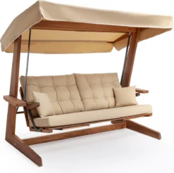 Aida Sia 2400 - Balançoire - 228cm - Beige/Camel - Extensible - Huile De Montage Et D'entretien Incluse - Housse De Protection Offerte -Jardin Meubles Magasin 1200x1194 4