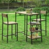 Simpletrade Avec Chaises De Bar - Ensemble De Jardin - 2 Tabourets De Bar - 3 étagères - Bois - 110x100x45 Cm