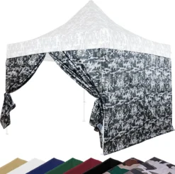 Zijwand Pour Tente De Fête En Vrac - Tente De Fête Facile à Monter - Tente De Fête - Pavillon - Parois Latérales - Tente De Fête 3x3 - Chariot Inclus - Imperméable - Camouflage Urbain - Panneaux Latéraux L 300 Cm X H 200 Cm